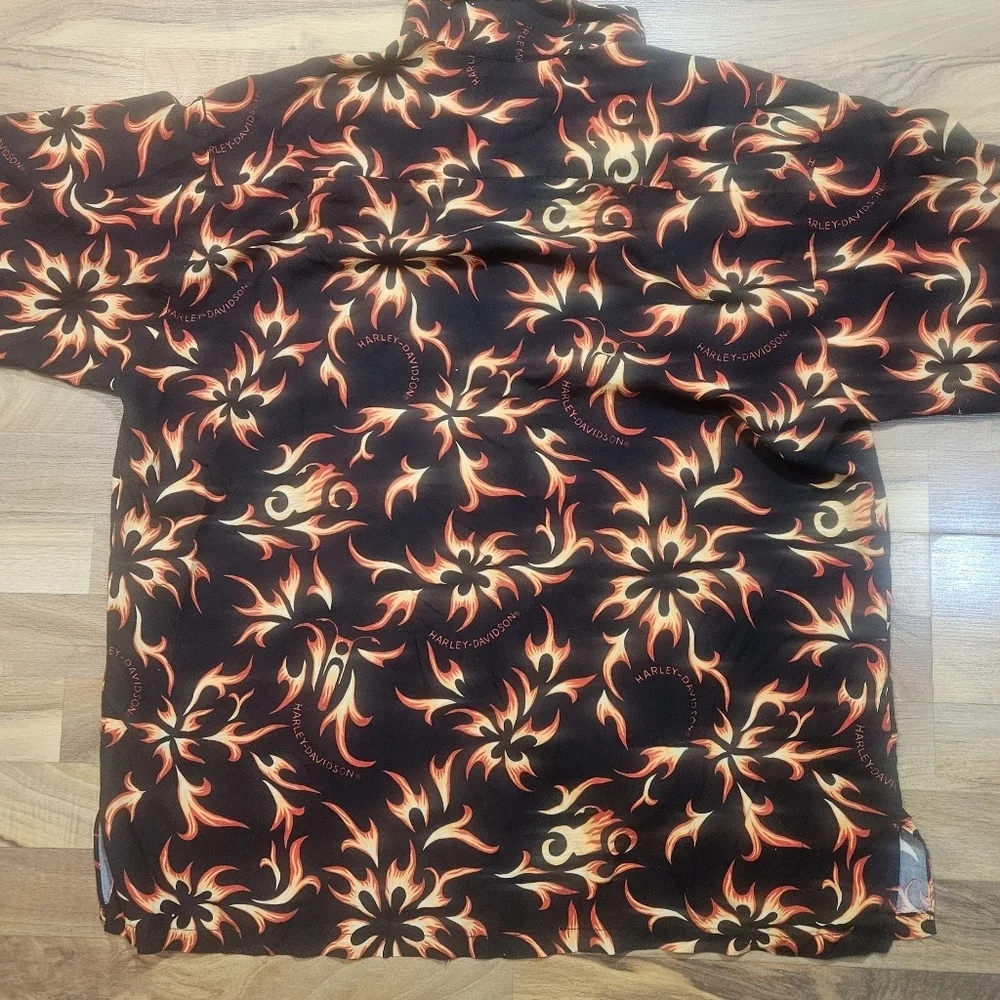 Harley-Davidson Flame Print Button Shirt XXL Made in USA - Picture 6 of 6